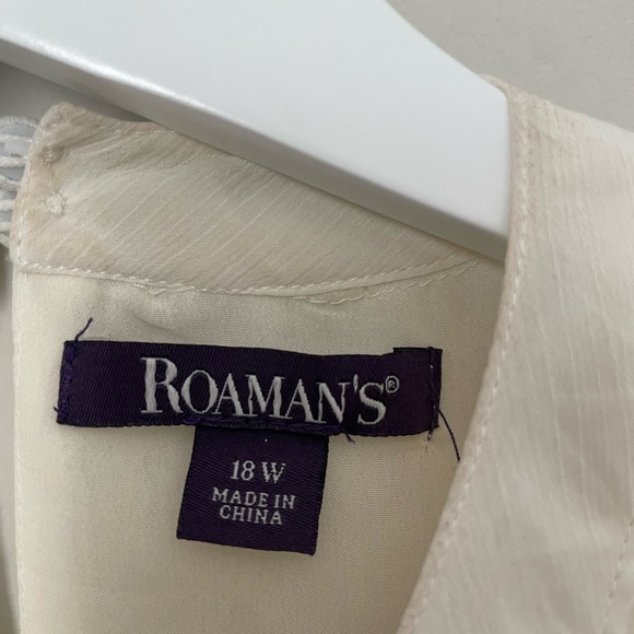 Roaman’s Women’s Plus Size 18W Embellished Keyhole Tunic Shirt Blouse Ivory - Picture 7 of 8